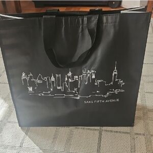 Saks Fifth Avenue Black Cityscape Reuseable Tote.